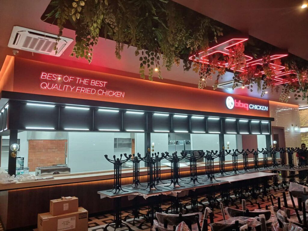 KB-그룹 마닐라 치킨 레스토랑 인테리어 | 세련된 브랜드 컨셉 완성
